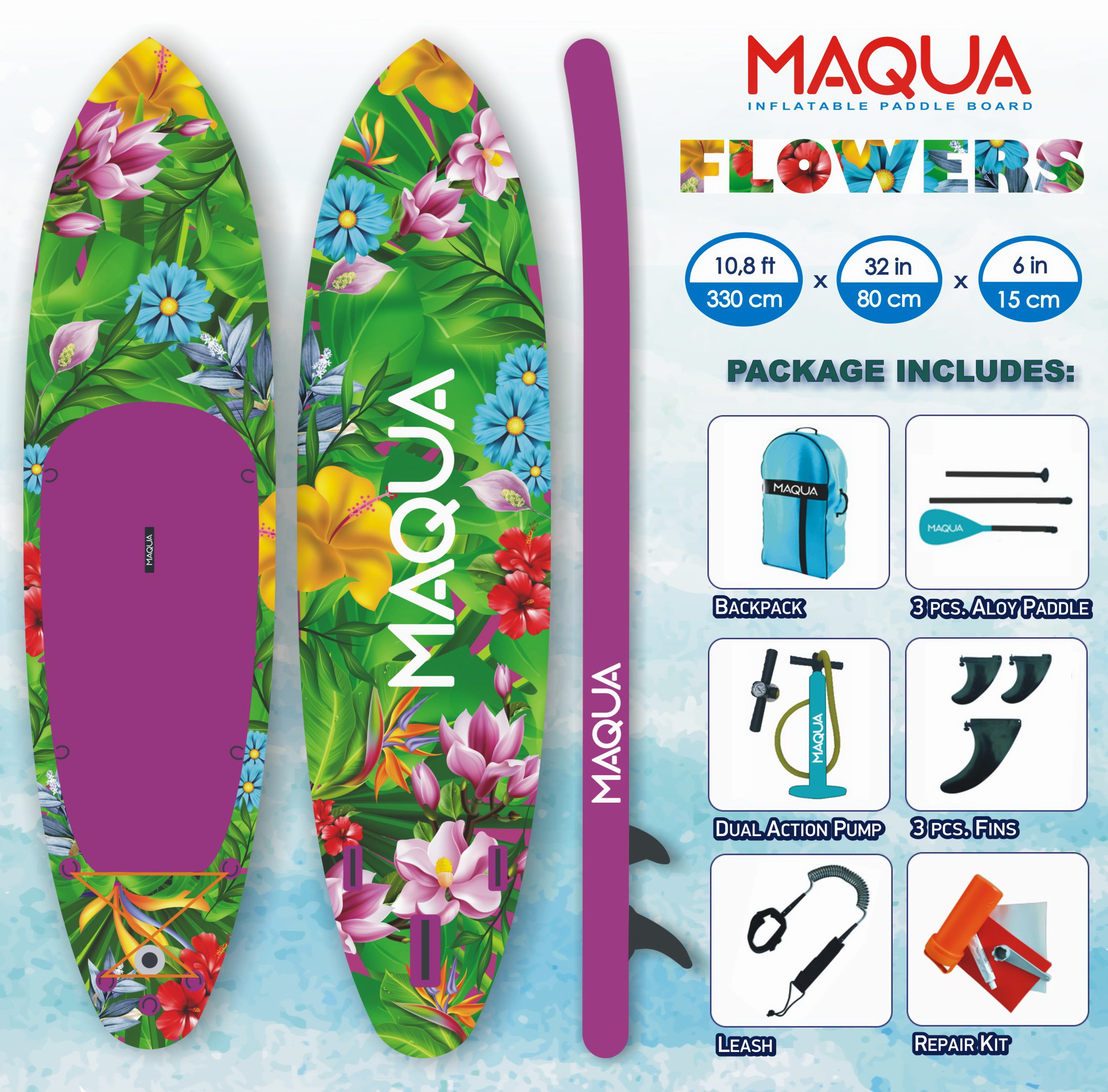Надуваем SUP падъл борд MAQUA FLOWERS 10'8" - Image 2