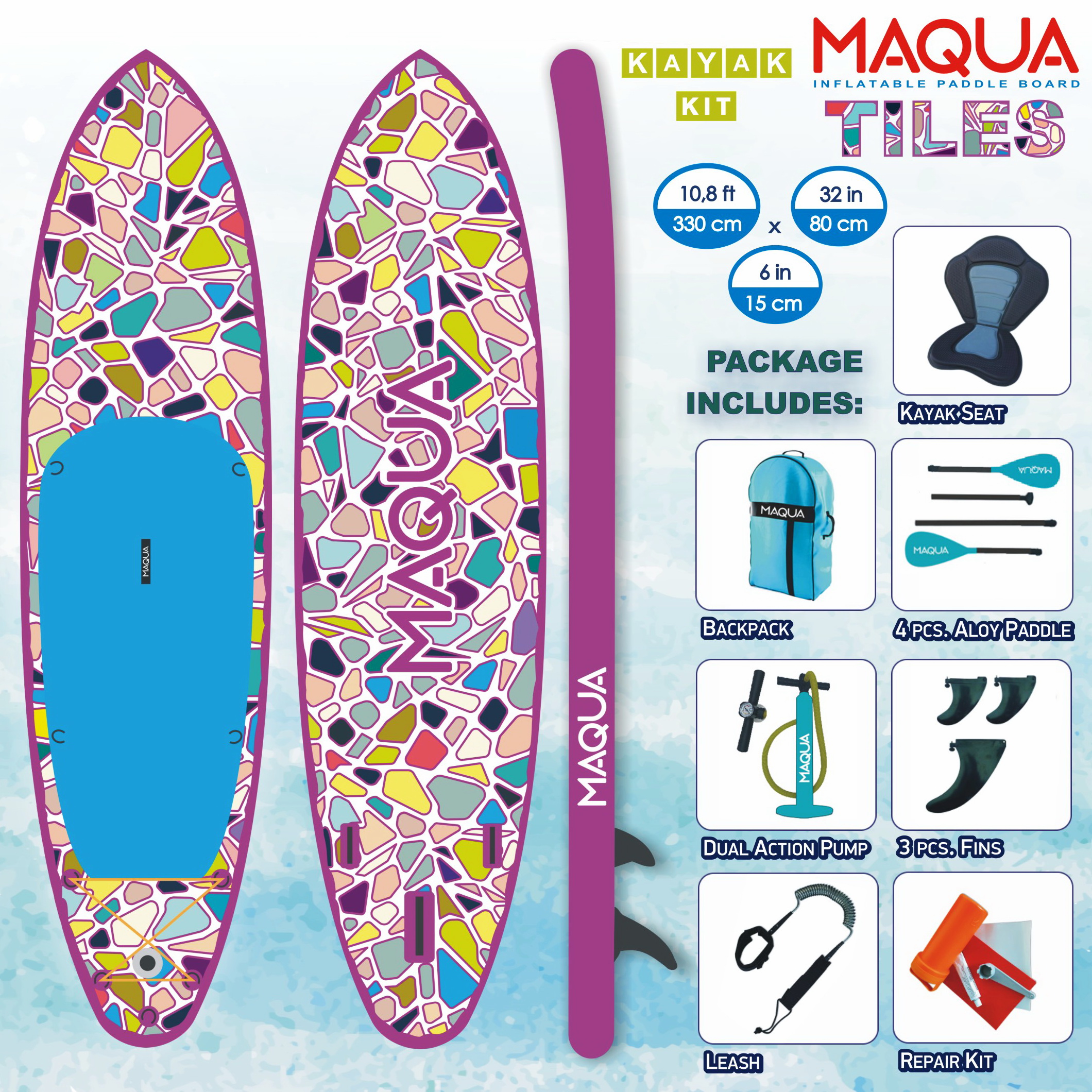 Надуваем SUP падъл борд MAQUA TILES Kayak Kit 10'8" - Image 2