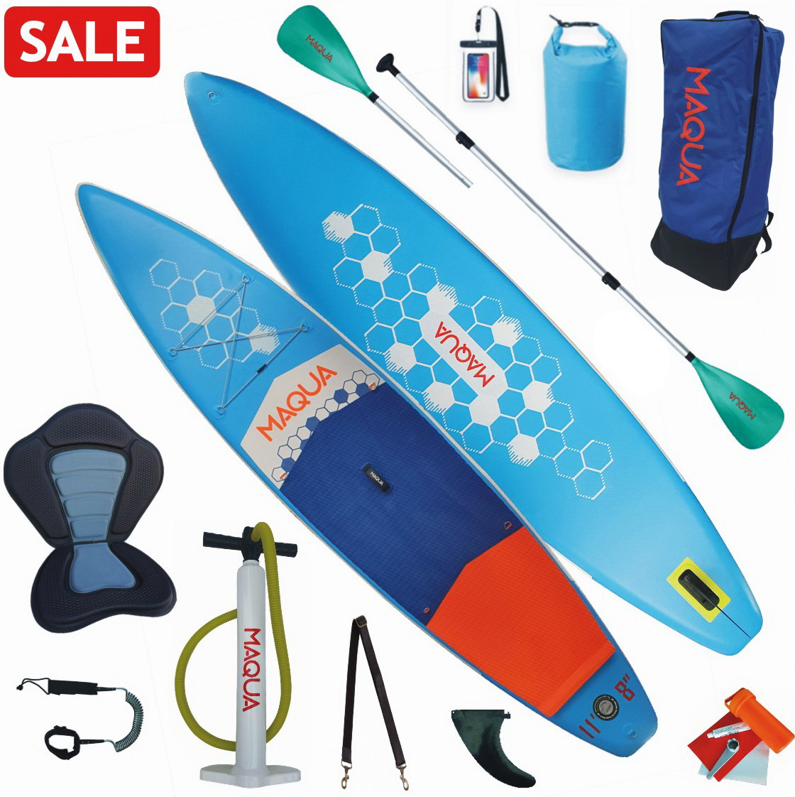Надуваем SUP падъл борд MAQUA VOYAGER Kayak Kit 11'8"